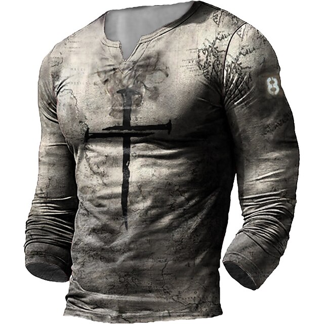 Men's Henley Shirt Tee T shirt 3D Print Graphic Cross Plus Size Henley Casual Daily Print Long Sleeve Tops Casual Retro Designer Military Gray Khaki
Men's Henley Shirt Tee T shirt 3D Print Graphic Cross Plus Size Henley Casual Daily Print Long Sleeve Tops Casual Retro Designer Military Gray Khaki