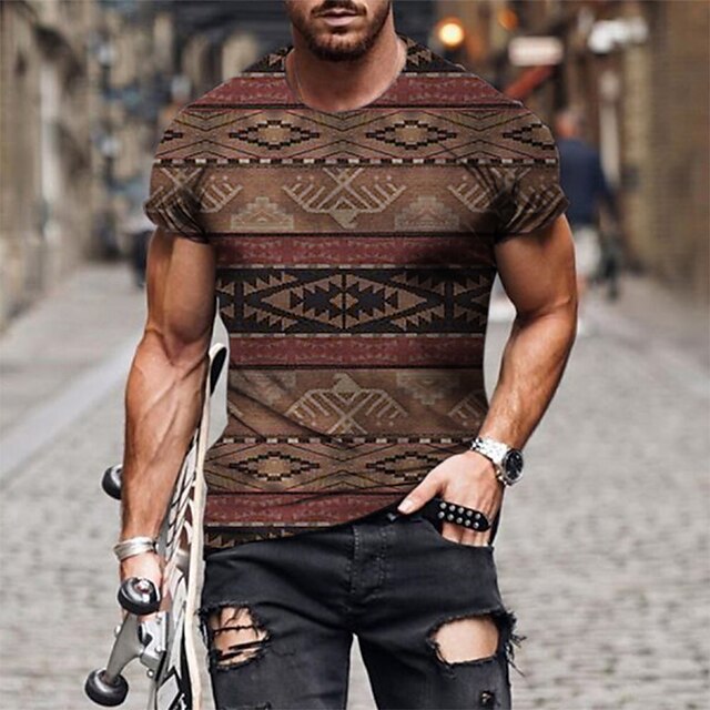 Men's T shirt 3D Print Tribal Graphic Prints Crew Neck Casual Daily Print Short Sleeve Tops Fashion Vintage Classic Comfortable Coffee / Summer
Men's T shirt 3D Print Tribal Graphic Prints Crew Neck Casual Daily Print Short Sleeve Tops Fashion Vintage Classic Comfortable Coffee / Summer