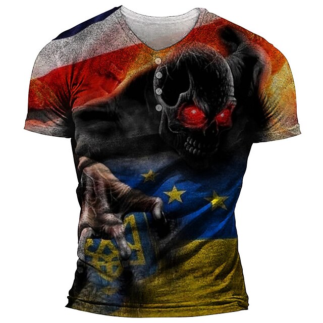 Men's Henley Shirt Tee T shirt 3D Print Graphic Skull National Flag Plus Size Henley Daily Sports Button-Down Print Short Sleeve Tops Basic Casual Classic Designer Blue
Men's Henley Shirt Tee T shirt 3D Print Graphic Skull National Flag Plus Size Henley Daily Sports Button-Down Print Short Sleeve Tops Basic Casual Classic Designer Blue