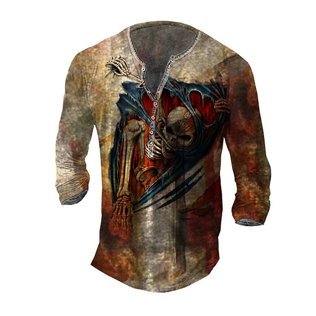 Men's Henley Shirt Tee T shirt 3D Print Graphic Skull Plus Size Henley Daily Sports Button-Down Print Long Sleeve Tops Basic Casual Classic Designer Khaki
Men's Henley Shirt Tee T shirt 3D Print Graphic Skull Plus Size Henley Daily Sports Button-Down Print Long Sleeve Tops Basic Casual Classic Designer Khaki