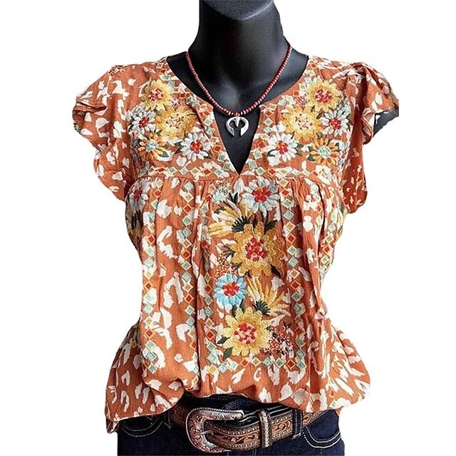 Women's Plus Size Tops T shirt Floral Ruffle Print Short Sleeve Crewneck Streetwear Daily Going out Polyester Spring Summer Yellow
Women's Plus Size Tops T shirt Floral Ruffle Print Short Sleeve Crewneck Streetwear Daily Going out Polyester Spring Summer Yellow