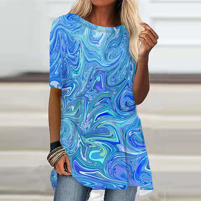 Women's A Line Dress Short Mini Dress Blue Half Sleeve Color Gradient Print Spring Summer Round Neck Stylish Casual Modern 2022 S M L XL XXL 3XL
Women's A Line Dress Short Mini Dress Blue Half Sleeve Color Gradient Print Spring Summer Round Neck Stylish Casual Modern 2022 S M L XL XXL 3XL