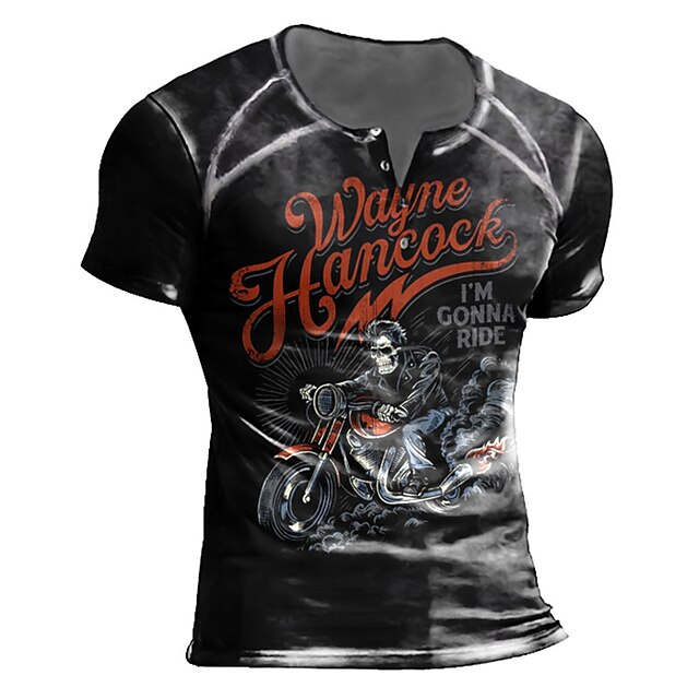 Men's Henley Shirt Tee T shirt 3D Print Graphic Skull Motorcycle Plus Size Henley Casual Daily Button-Down Print Short Sleeve Tops Casual Retro Designer Military Black
Men's Henley Shirt Tee T shirt 3D Print Graphic Skull Motorcycle Plus Size Henley Casual Daily Button-Down Print Short Sleeve Tops Casual Retro Designer Military Black