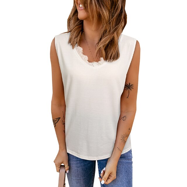 Women's Tank Top Vest Plain Lace Trims V Neck Casual Streetwear Tops Blue White
Women's Tank Top Vest Plain Lace Trims V Neck Casual Streetwear Tops Blue White