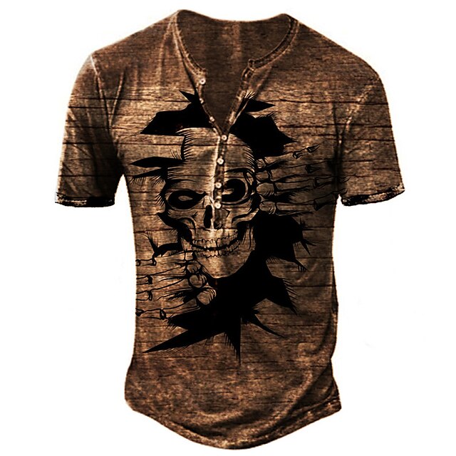 Men's Unisex Henley Shirt T shirt 3D Print Graphic Prints Skull Henley Street Daily Button-Down Print Short Sleeve Tops Basic Casual Fashion Retro Brown
Men's Unisex Henley Shirt T shirt 3D Print Graphic Prints Skull Henley Street Daily Button-Down Print Short Sleeve Tops Basic Casual Fashion Retro Brown
