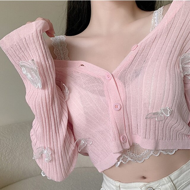 Women's Cardigan Knitted Pure Color Animal Stylish Casual Soft Long Sleeve Sweater Cardigans V Neck Spring Summer Blue White Pink
Women's Cardigan Knitted Pure Color Animal Stylish Casual Soft Long Sleeve Sweater Cardigans V Neck Spring Summer Blue White Pink