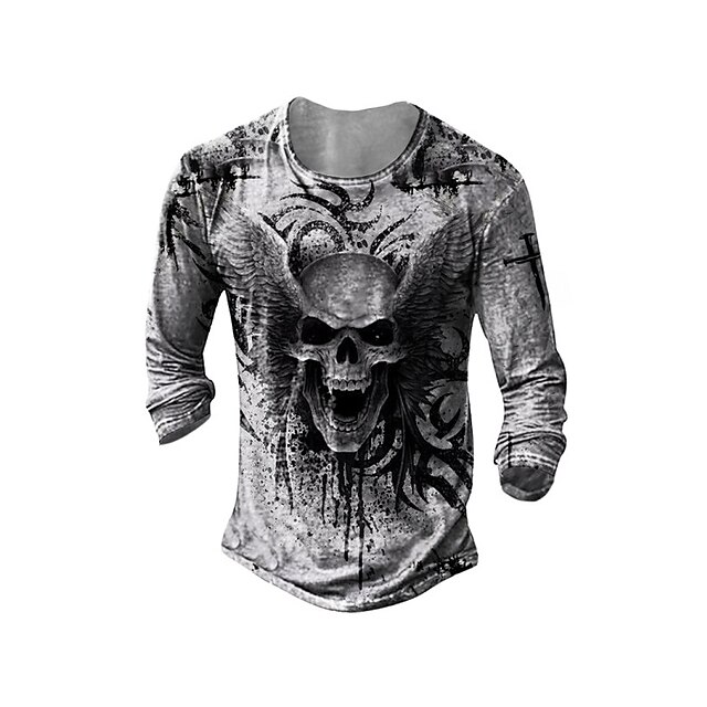 Men's T shirt 3D Print Graphic Skull Crew Neck Casual Daily Print Long Sleeve Tops Lightweight Fashion Big and Tall Sports Gray
Men's T shirt 3D Print Graphic Skull Crew Neck Casual Daily Print Long Sleeve Tops Lightweight Fashion Big and Tall Sports Gray