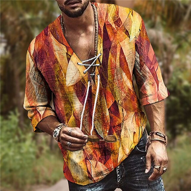 Men's Shirt 3D Print Leaves V Neck Casual Daily 3D Print Drawstring 3/4 Length Sleeve Tops Casual Fashion Designer Comfortable Brown
Men's Shirt 3D Print Leaves V Neck Casual Daily 3D Print Drawstring 3/4 Length Sleeve Tops Casual Fashion Designer Comfortable Brown