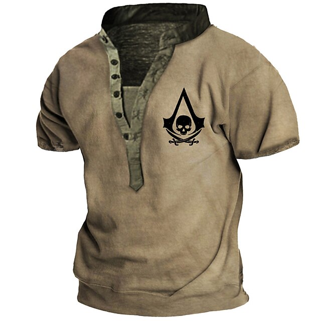 Men's Henley Shirt Tee T shirt 3D Print Graphic Skull Henley Casual Daily Button-Down Print Short Sleeve Tops Fashion Vintage Retro Big and Tall Brown
Men's Henley Shirt Tee T shirt 3D Print Graphic Skull Henley Casual Daily Button-Down Print Short Sleeve Tops Fashion Vintage Retro Big and Tall Brown
