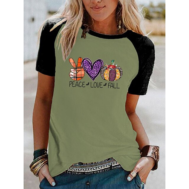 Women's Painting Couple T shirt Heart Pumpkin Peace Love Print Round Neck Basic Tops Green Blue Black
Women's Painting Couple T shirt Heart Pumpkin Peace Love Print Round Neck Basic Tops Green Blue Black