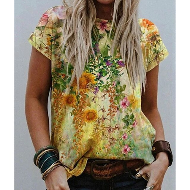 Women's Floral Theme 3D Printed Painting T shirt Floral 3D Print Round Neck Basic Tops Green Pink Orange
Women's Floral Theme 3D Printed Painting T shirt Floral 3D Print Round Neck Basic Tops Green Pink Orange