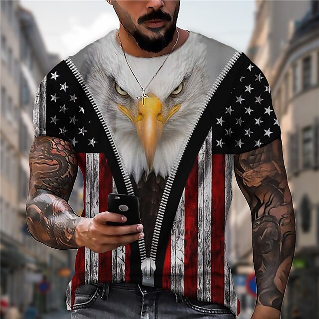 Men's Unisex T shirt 3D Print Graphic Prints Eagle National Flag Crew Neck Street Daily Print Short Sleeve Tops Casual Designer Big and Tall Sports Black / Red
Men's Unisex T shirt 3D Print Graphic Prints Eagle National Flag Crew Neck Street Daily Print Short Sleeve Tops Casual Designer Big and Tall Sports Black / Red
