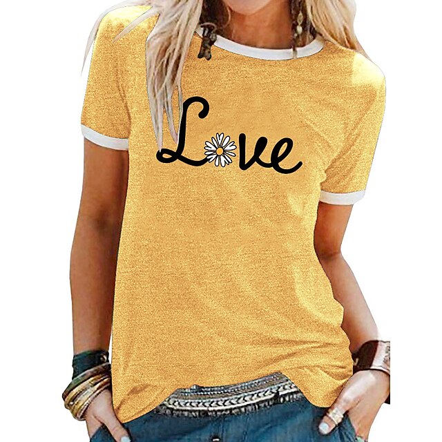 Women's T shirt Floral Daisy Letter Patchwork Print Round Neck Basic Tops Green Blue Gray
Women's T shirt Floral Daisy Letter Patchwork Print Round Neck Basic Tops Green Blue Gray