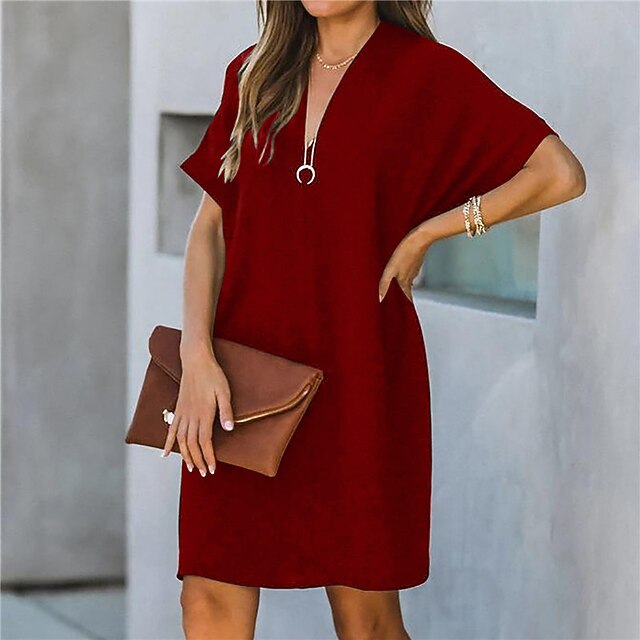 Women's Shift Dress Short Mini Dress Blue White Black Red Half Sleeve Pure Color Hollow Out Spring Summer V Neck Stylish Basic Casual Loose 2022 S M L XL XXL 3XL
Women's Shift Dress Short Mini Dress Blue White Black Red Half Sleeve Pure Color Hollow Out Spring Summer V Neck Stylish Basic Casual Loose 2022 S M L XL XXL 3XL