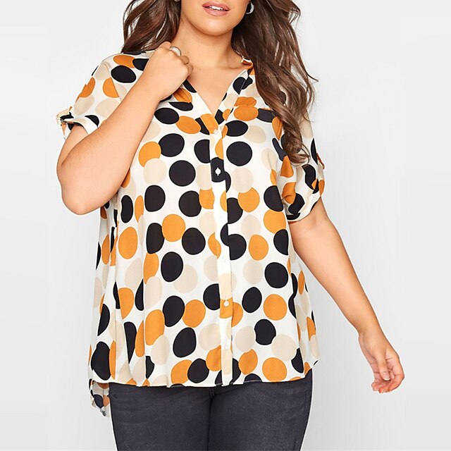 Women's Plus Size Tops Shirt Polka Dot Leopard Button Print Short Sleeve V Neck Streetwear Daily Going out Polyester Spring Summer White Brown
Women's Plus Size Tops Shirt Polka Dot Leopard Button Print Short Sleeve V Neck Streetwear Daily Going out Polyester Spring Summer White Brown