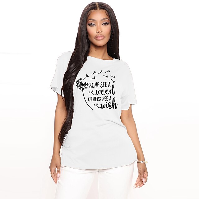 Women's T shirt Graphic Dandelion Letter Print Round Neck Basic Tops 100% Cotton Green Blue White
Women's T shirt Graphic Dandelion Letter Print Round Neck Basic Tops 100% Cotton Green Blue White