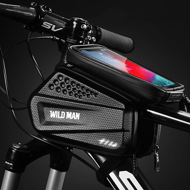 WILD MAN 1.2 L Bike Frame Bag Top Tube Touchscreen Reflective Waterproof Bike Bag PU Leather TPU EVA Bicycle Bag Cycle Bag Cycling Outdoor Exercise
WILD MAN 1.2 L Bike Frame Bag Top Tube Touchscreen Reflective Waterproof Bike Bag PU Leather TPU EVA Bicycle Bag Cycle Bag Cycling Outdoor Exercise