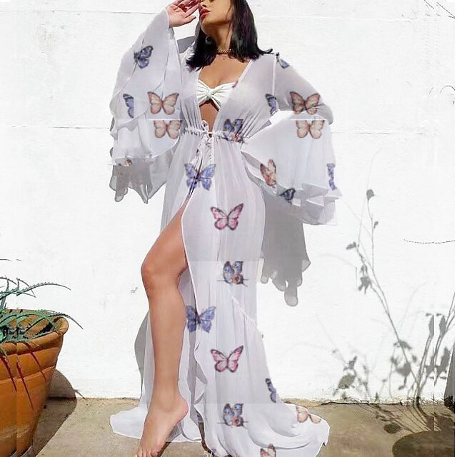 Women's Swing Dress Maxi long Dress White Black Pink Dark Blue Red Long Sleeve Floral Butterfly Chiffon Print Summer V Neck Boho Flare Cuff Sleeve 2022 S M L XL
Women's Swing Dress Maxi long Dress White Black Pink Dark Blue Red Long Sleeve Floral Butterfly Chiffon Print Summer V Neck Boho Flare Cuff Sleeve 2022 S M L XL