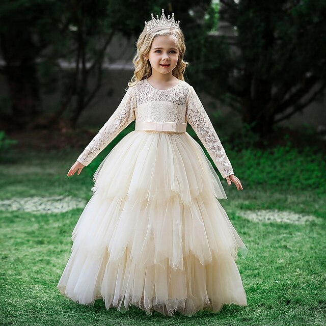 Kids Little Girls' Dress Solid Colored A Line Dress Performance Christening dress Ruched Mesh Lace White Pink Beige Maxi Long Sleeve Princess Sweet Dresses Fall Spring Regular Fit 3-12 Years
Kids Little Girls' Dress Solid Colored A Line Dress Performance Christening dress Ruched Mesh Lace White Pink Beige Maxi Long Sleeve Princess Sweet Dresses Fall Spring Regular Fit 3-12 Years