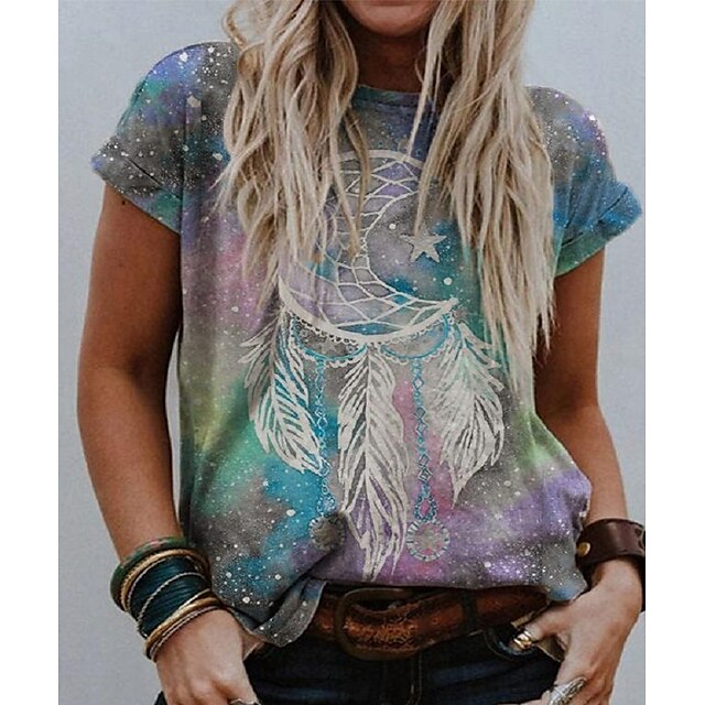 Women's Geometric Painting T shirt Galaxy Tribal Print Round Neck Ethnic Vintage Tops Green / 3D Print
Women's Geometric Painting T shirt Galaxy Tribal Print Round Neck Ethnic Vintage Tops Green / 3D Print
