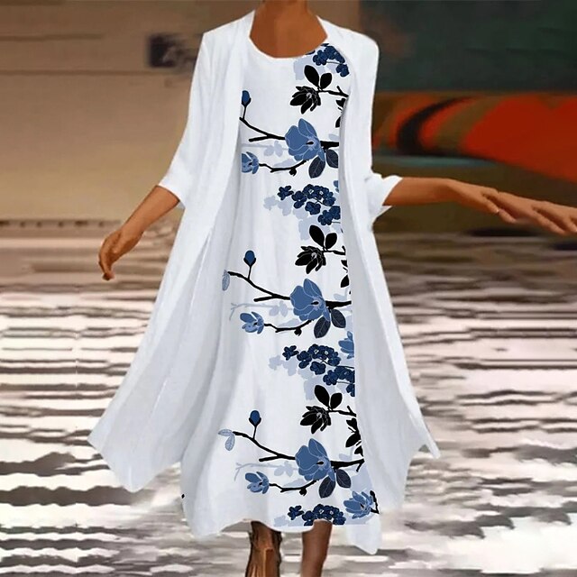 Women's Two Piece Dress Midi Dress White Half Sleeve Floral Print Spring Summer Round Neck Casual 2022 S M L XL XXL 3XL
Women's Two Piece Dress Midi Dress White Half Sleeve Floral Print Spring Summer Round Neck Casual 2022 S M L XL XXL 3XL