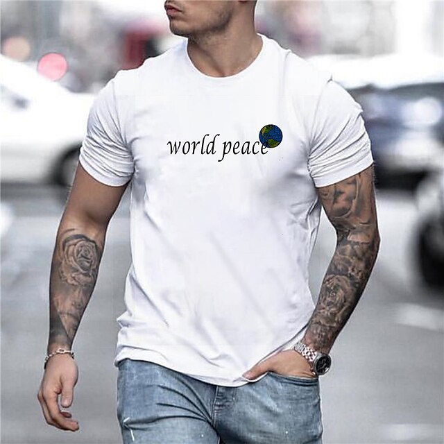 Men's Unisex T shirt Hot Stamping Graphic Prints Letter Crew Neck World Peace Casual Daily Print Short Sleeve Tops Cotton Basic Designer Big and Tall Sports White Black Gray / Summer
Men's Unisex T shirt Hot Stamping Graphic Prints Letter Crew Neck World Peace Casual Daily Print Short Sleeve Tops Cotton Basic Designer Big and Tall Sports White Black Gray / Summer