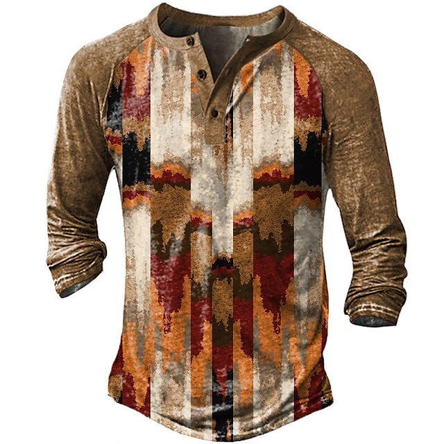 Men's Henley Shirt Tee T shirt 3D Print Graphic Color Block Henley Casual Daily Button-Down Print Long Sleeve Tops Fashion Vintage Big and Tall Military Style Brown / Spring / Summer
Men's Henley Shirt Tee T shirt 3D Print Graphic Color Block Henley Casual Daily Button-Down Print Long Sleeve Tops Fashion Vintage Big and Tall Military Style Brown / Spring / Summer
