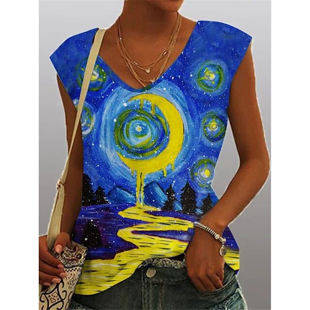Women's Blouse Camis Color Gradient Moon Patchwork Print V Neck Tops Blue / 3D Print
Women's Blouse Camis Color Gradient Moon Patchwork Print V Neck Tops Blue / 3D Print