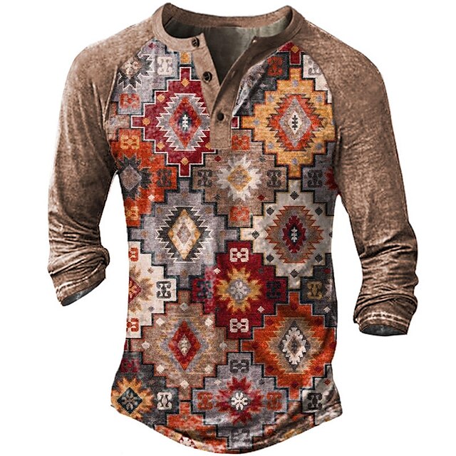 Men's Henley Shirt Tee T shirt 3D Print Graphic Argyle Henley Casual Daily Button-Down Print Long Sleeve Tops Fashion Vintage Big and Tall Military Style Brown / Spring / Summer
Men's Henley Shirt Tee T shirt 3D Print Graphic Argyle Henley Casual Daily Button-Down Print Long Sleeve Tops Fashion Vintage Big and Tall Military Style Brown / Spring / Summer