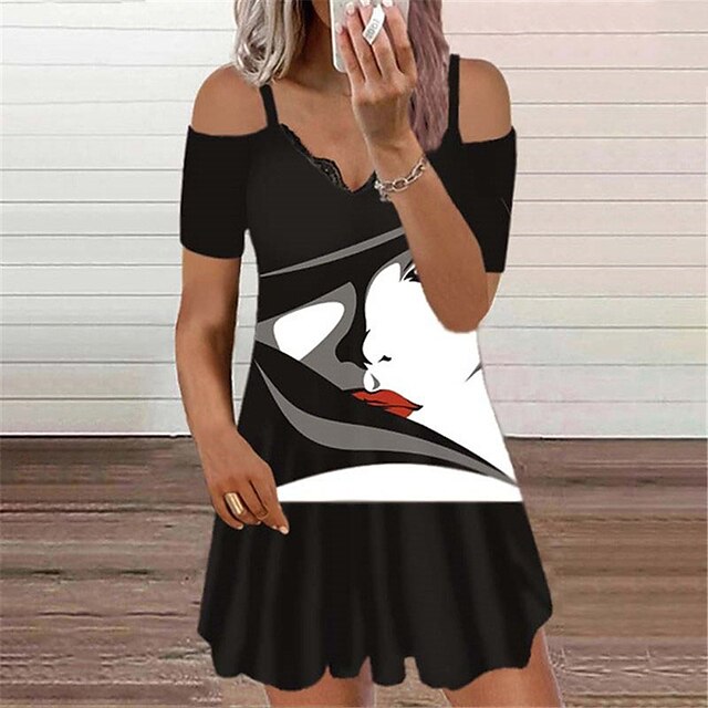 Women's Shift Dress Short Mini Dress White Black Gray Purple Red Short Sleeve Abstract Hollow Out Print Spring Summer V Neck Casual Vacation 2022 S M L XL XXL 3XL
Women's Shift Dress Short Mini Dress White Black Gray Purple Red Short Sleeve Abstract Hollow Out Print Spring Summer V Neck Casual Vacation 2022 S M L XL XXL 3XL