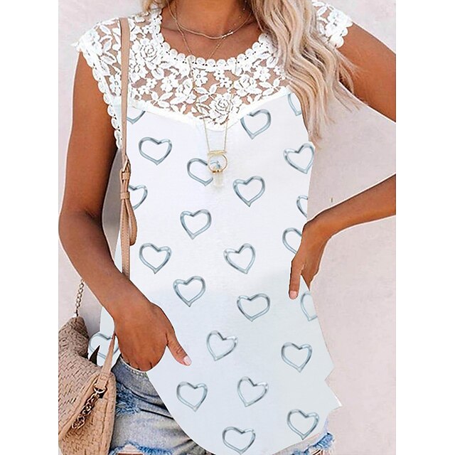 Women's Floral Theme Butterfly Blouse Tank Top Butterfly Heart Lace Patchwork Print Round Neck Casual Streetwear Tops Green White Purple / 3D Print
Women's Floral Theme Butterfly Blouse Tank Top Butterfly Heart Lace Patchwork Print Round Neck Casual Streetwear Tops Green White Purple / 3D Print
