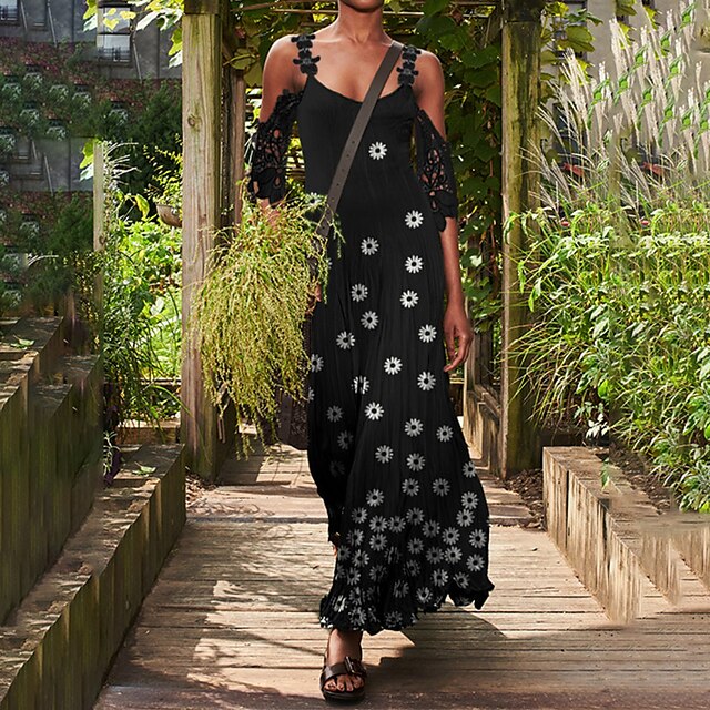 Women's A Line Dress Maxi long Dress Black Short Sleeve Floral Lace Cold Shoulder Print Spring Summer Spaghetti Strap Stylish Casual Modern 2022 S M L XL XXL 3XL
Women's A Line Dress Maxi long Dress Black Short Sleeve Floral Lace Cold Shoulder Print Spring Summer Spaghetti Strap Stylish Casual Modern 2022 S M L XL XXL 3XL