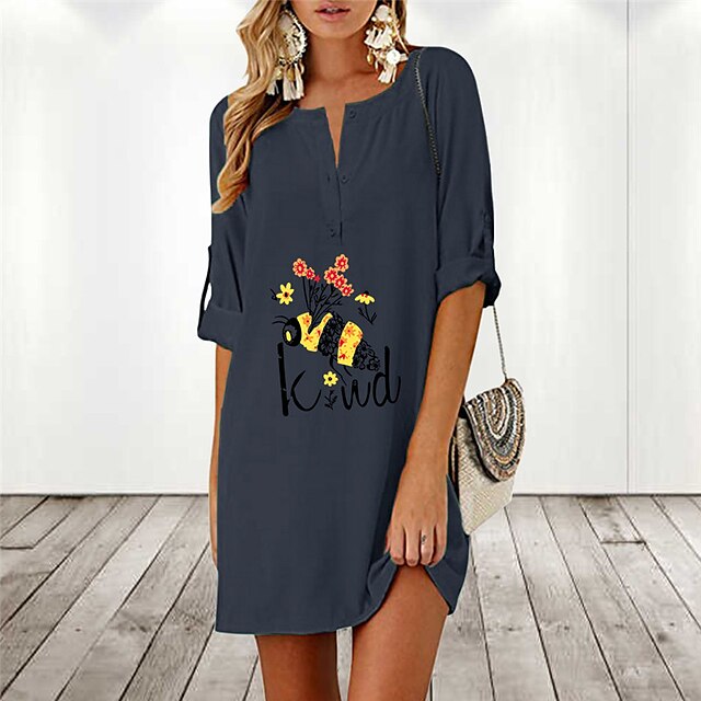 Women's Shift Dress Short Mini Dress Black Gray Navy Blue Half Sleeve Floral Letter Print Spring Summer V Neck Stylish Casual Modern 2022 S M L XL XXL
Women's Shift Dress Short Mini Dress Black Gray Navy Blue Half Sleeve Floral Letter Print Spring Summer V Neck Stylish Casual Modern 2022 S M L XL XXL