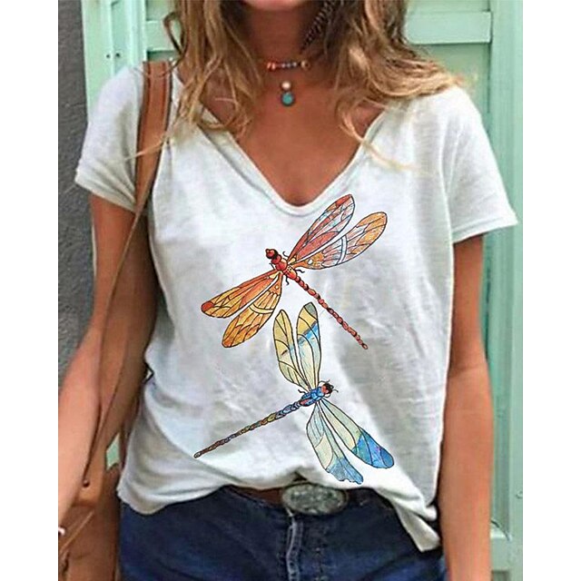 Women's Painting T shirt Animal Print V Neck Basic Tops Green Blue Purple / 3D Print
Women's Painting T shirt Animal Print V Neck Basic Tops Green Blue Purple / 3D Print