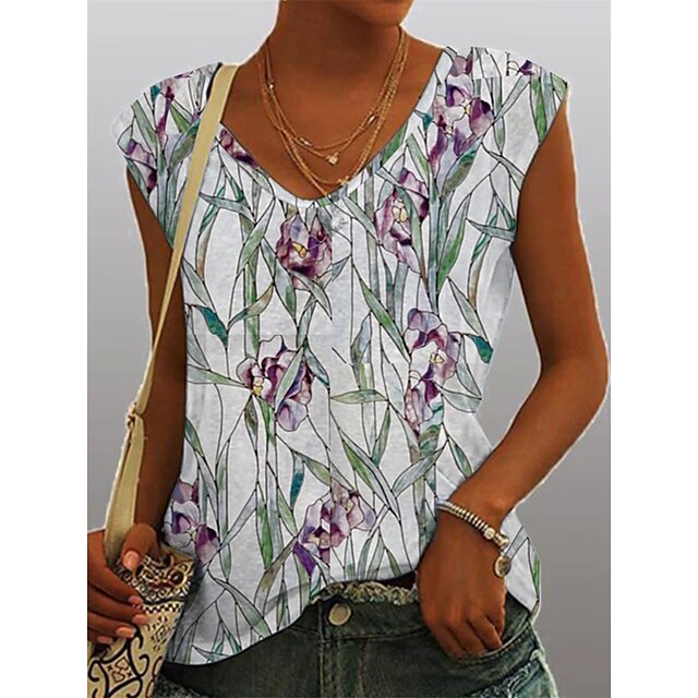 Women's Blouse Camis Floral Patchwork Print V Neck Casual Beach Tops White / 3D Print
Women's Blouse Camis Floral Patchwork Print V Neck Casual Beach Tops White / 3D Print