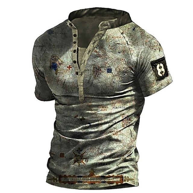 Men's Henley Shirt Tee T shirt 3D Print Graphic Map Henley Casual Daily Button-Down Print Short Sleeve Tops Fashion Vintage Retro Big and Tall Green
Men's Henley Shirt Tee T shirt 3D Print Graphic Map Henley Casual Daily Button-Down Print Short Sleeve Tops Fashion Vintage Retro Big and Tall Green