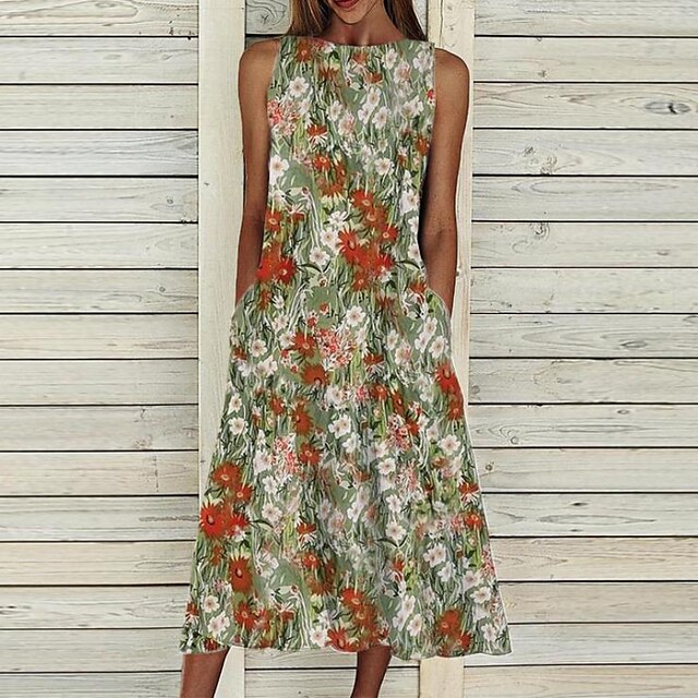 Women's A Line Dress Midi Dress Green Sleeveless Floral Pocket Print Spring Summer Round Neck Casual 2022 S M L XL XXL
Women's A Line Dress Midi Dress Green Sleeveless Floral Pocket Print Spring Summer Round Neck Casual 2022 S M L XL XXL