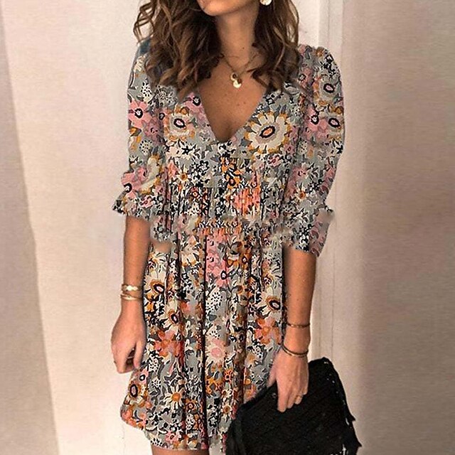 Women's A Line Dress Short Mini Dress Gray Half Sleeve Floral Print Spring Summer V Neck Casual 2022 S M L XL XXL
Women's A Line Dress Short Mini Dress Gray Half Sleeve Floral Print Spring Summer V Neck Casual 2022 S M L XL XXL