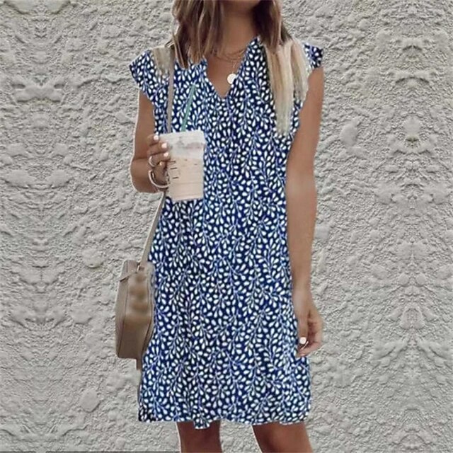 Women's Shift Dress Knee Length Dress Blue Dark Blue Light Blue Short Sleeve Floral Ruffle Print Spring Summer V Neck Stylish Work Elegant 2022 S M L XL XXL
Women's Shift Dress Knee Length Dress Blue Dark Blue Light Blue Short Sleeve Floral Ruffle Print Spring Summer V Neck Stylish Work Elegant 2022 S M L XL XXL