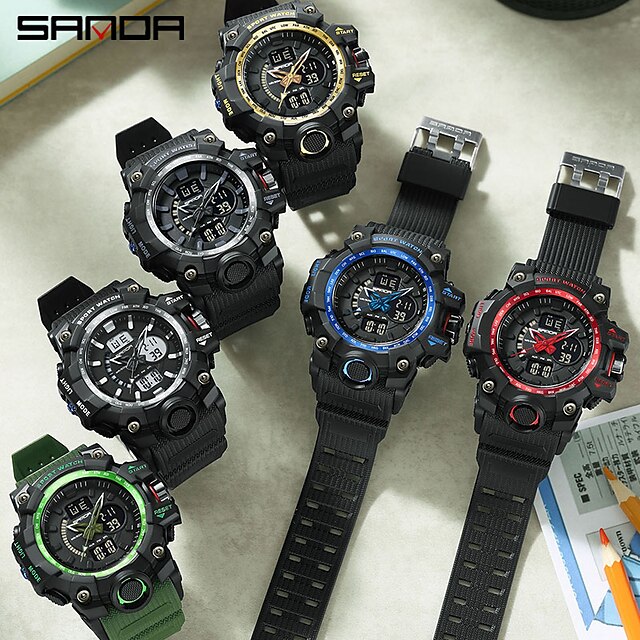 SANDA Digital Watch For Men LED Digital Wristwatch Luminous Calendar