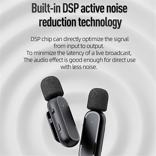 Wireless Lavalier Microphone Noise Cancelling Audio Video Recording For