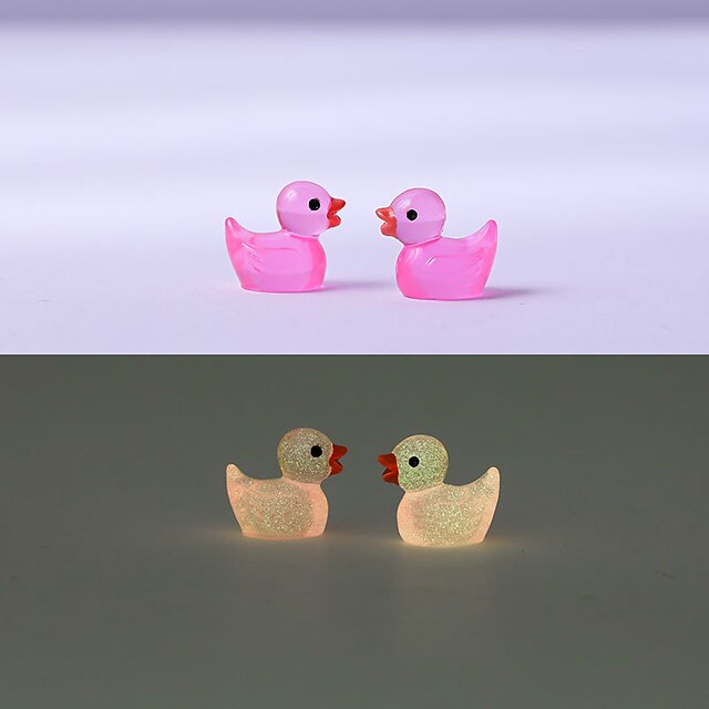 Pcs Mini Luminous Ducks Cute Resin Ducks Glow In The Dark Miniature