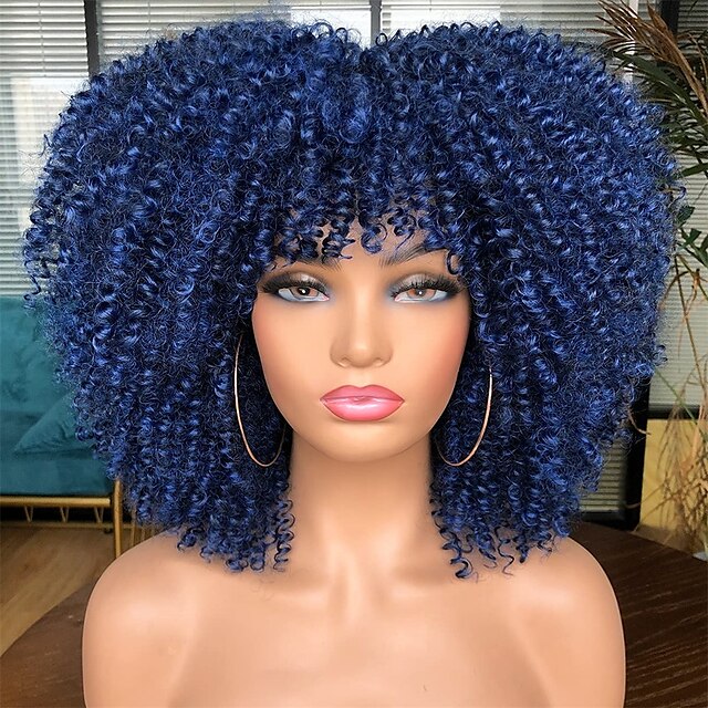 Short Curly Afro Wig With Bangs For Black Women Kinky Curly Hair Wig