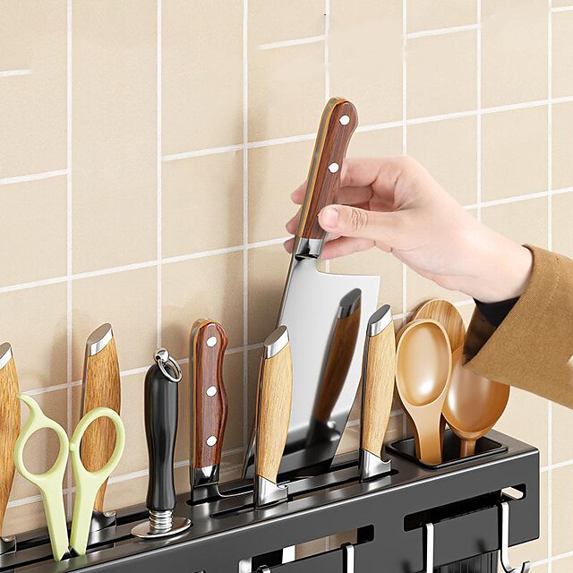 Stainless Steel Household Knife Rack Multi Functional Wall Mounted