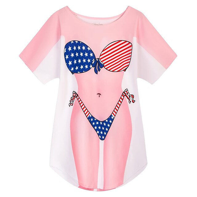 Women S Bikini Shirt Cover Up Dress Funny Cute Bikini Print For