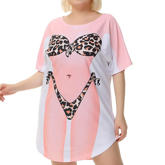 Women S Bikini Shirt Cover Up Dress Funny Cute Bikini Print For