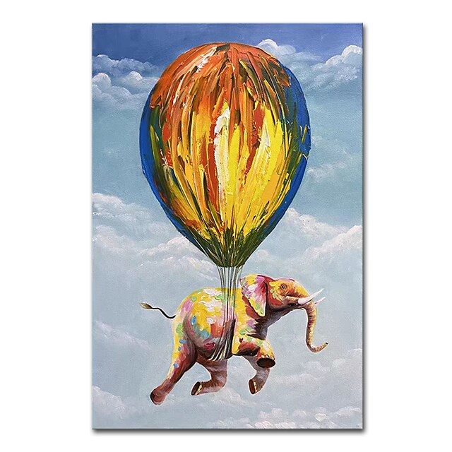 Mintura Handmade Hot Air Balloon Oil Paintings On Canvas Wall Art