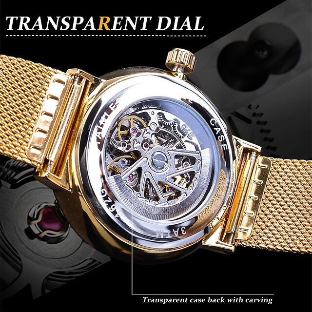 WINNER Men Mechanical Watch Luxury Large Dial Fashion Business Hollow