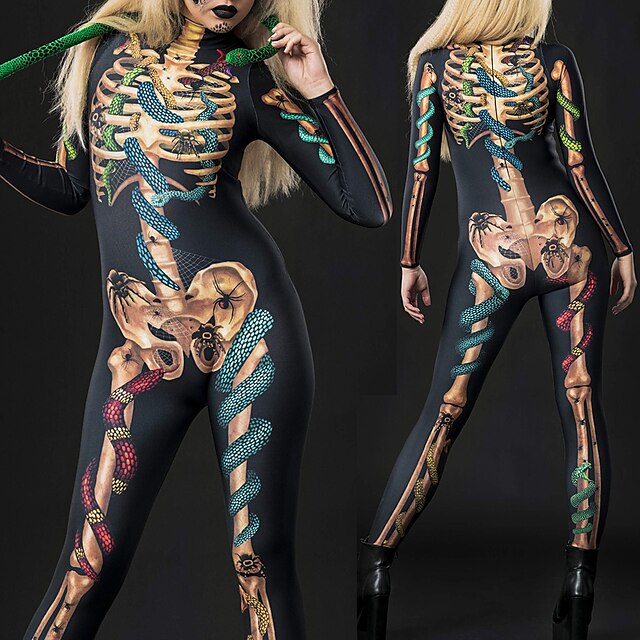 Skeleton Skull Bodysuits Full Body Catsuit Adults Women S One Piece