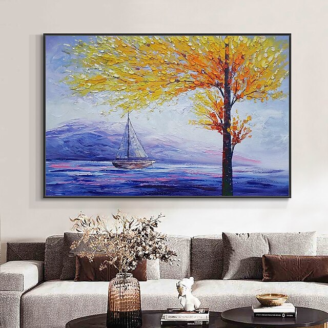 Mintura Handmade Abstract Thick Texture Tree Landscap Oil Paintings On